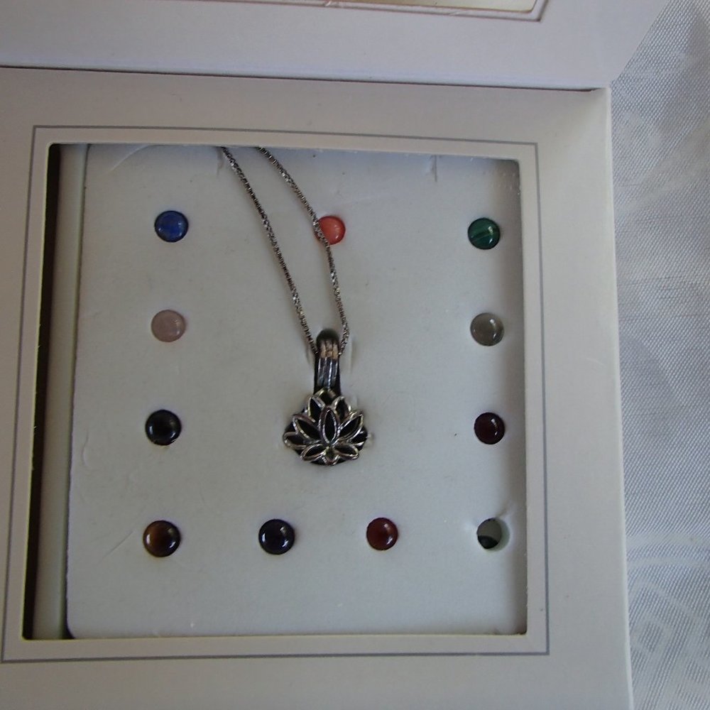 The Giving Gems Lucoral Museum Hawaii Sterling Silver Cage, Chain & 12 Gemstones - Picture 5 of 16